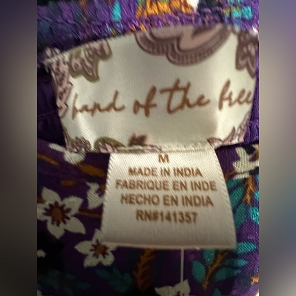 Band of the Free Dress M Purple Floral Puff Sleeve Mini Boho Cottagecore - Picture 8 of 10